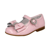 Andanines Girls Double Bow Mary Jane Shoe in Pink Patent